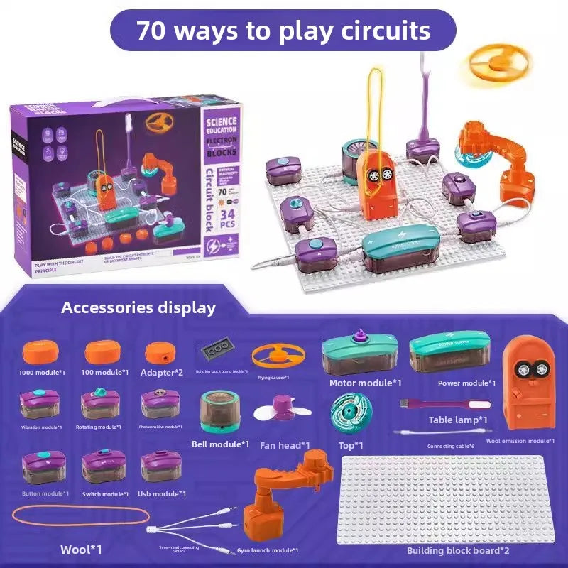 Circuit Experiment Building Blocks Toy Assembly Science Experiment Set Physics Enlightenment Wholesale DIY Science Education Ass