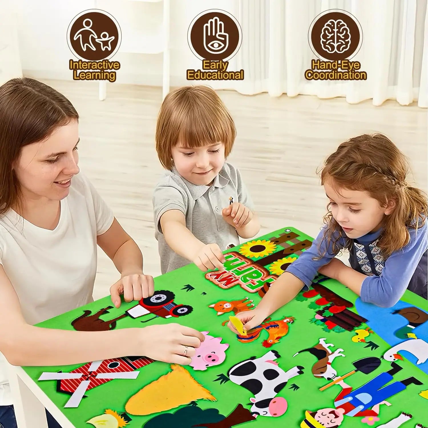  Ocean Felt Story Board Toys Farm Animals Early Learning Storytelling Flannel Board Classroom Educational Interactive Play Kit