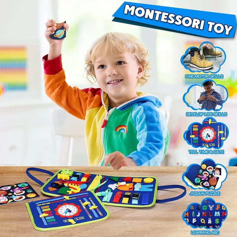 Montessori Kids Travel Toy Felt Activity Quiet Books Busy Board Activity Educational Sensory Learning Book