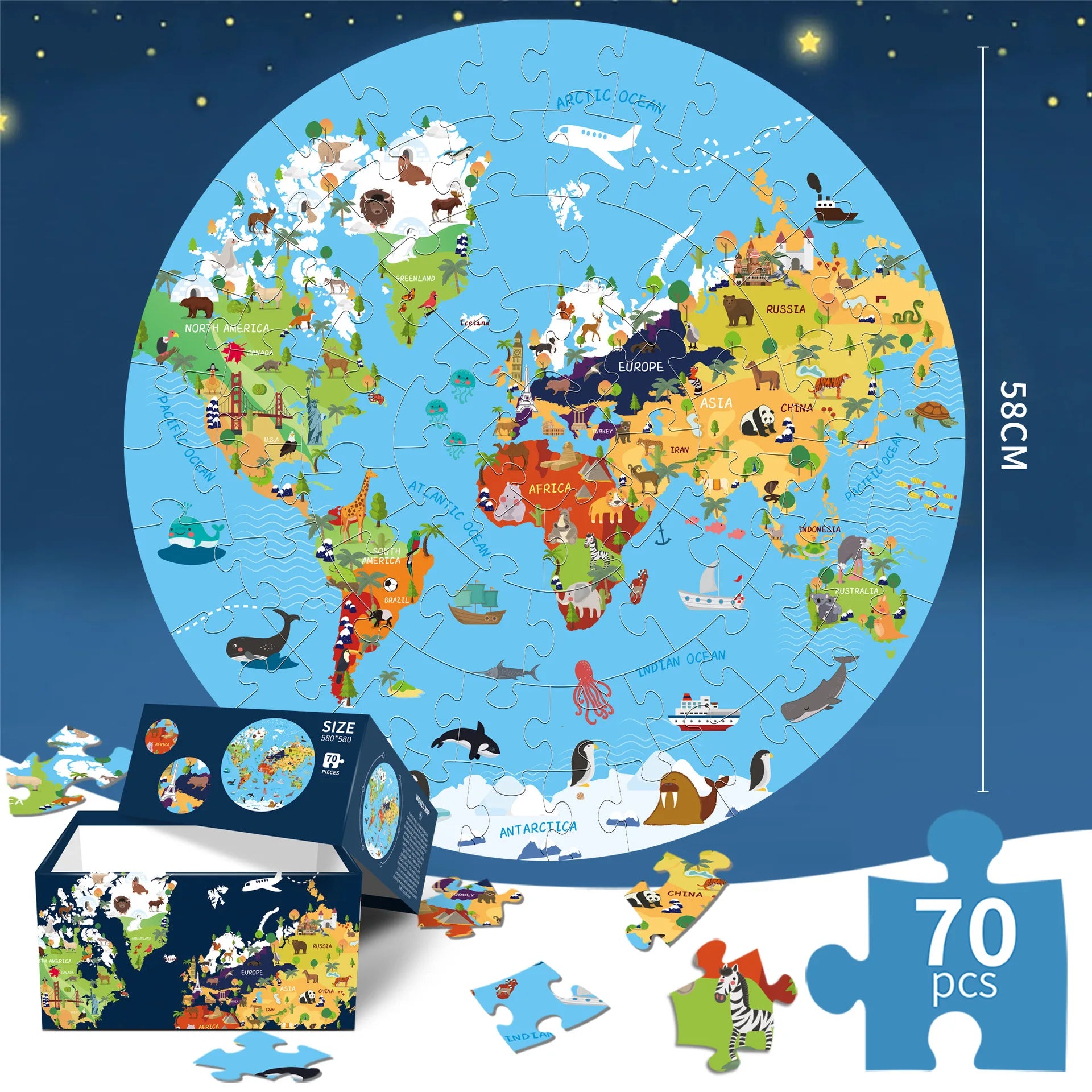 Fun Luminous Puzzles For Kids 70 Piece Creative Floor Puzzles Early Educational Learning Toy For Above 3 Years Kids Boys Girls