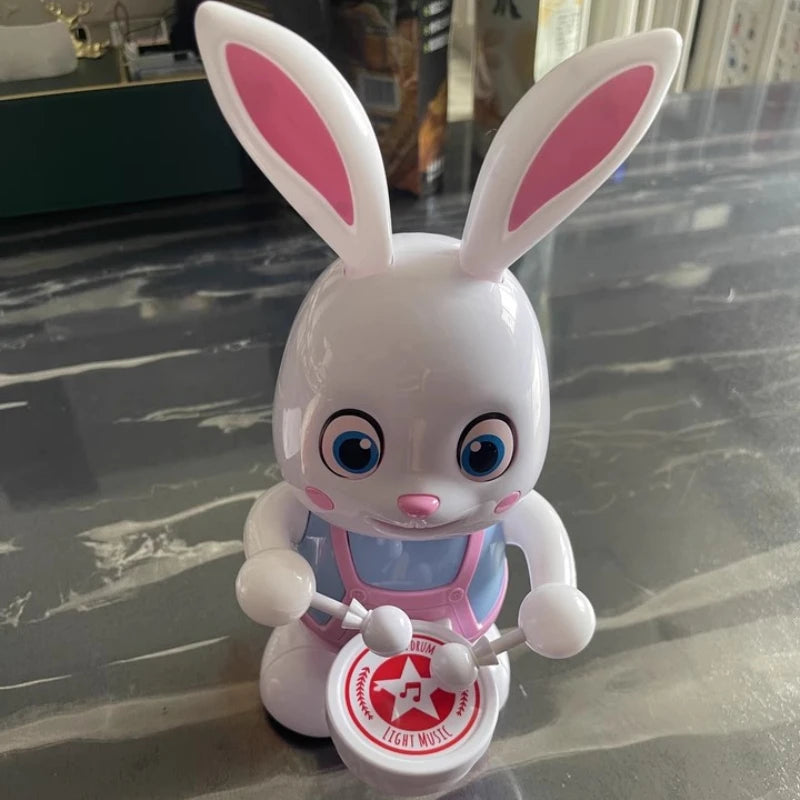 Robot Rabbit Dancing Sing Song Electronic Music Animal Beat Drum With LED Cute Desktop Model Toy Children Birthday Gift
