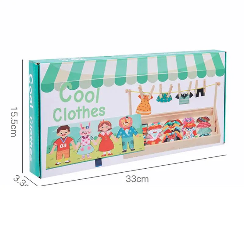 Wooden Kids Clothes Drying Dress-Up Puzzle Jigsaw Montessori Games  Toys Thinking Games Educational Matching Sorting Toys Gifts