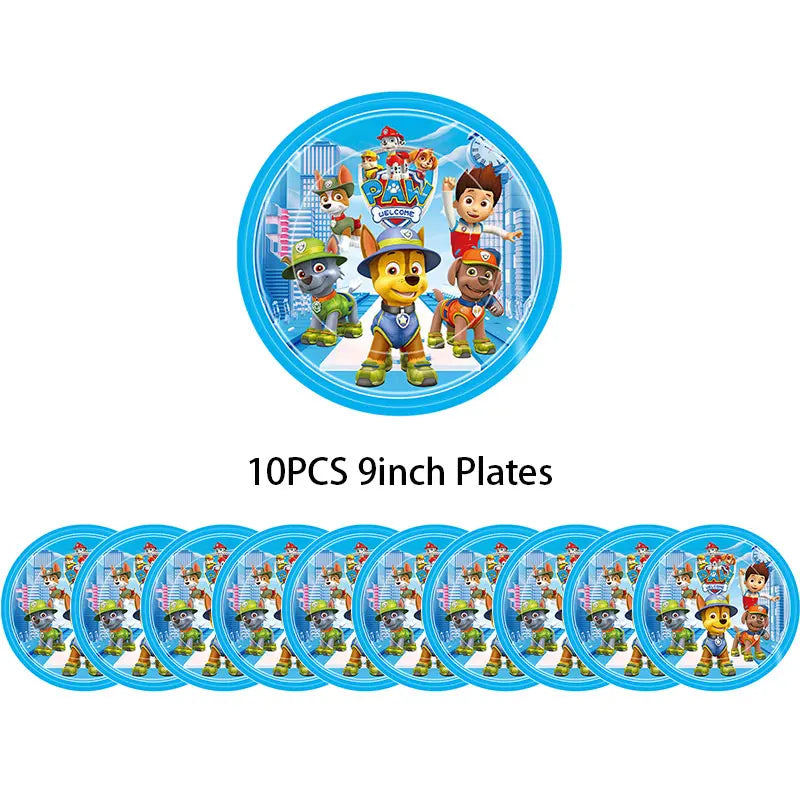 Paw Patrol Birthday Decorations Paw Patrol Tableware Plates Cups Balloons Banner Backdrop Cake Toppers Gift Bags Party Supplies