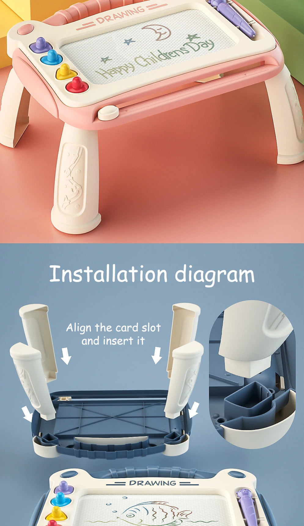 Children Magnetic Drawing Board Colored Graffiti Magic Eraser Drawing Board Children's Graffiti Board Art Early Education Toy