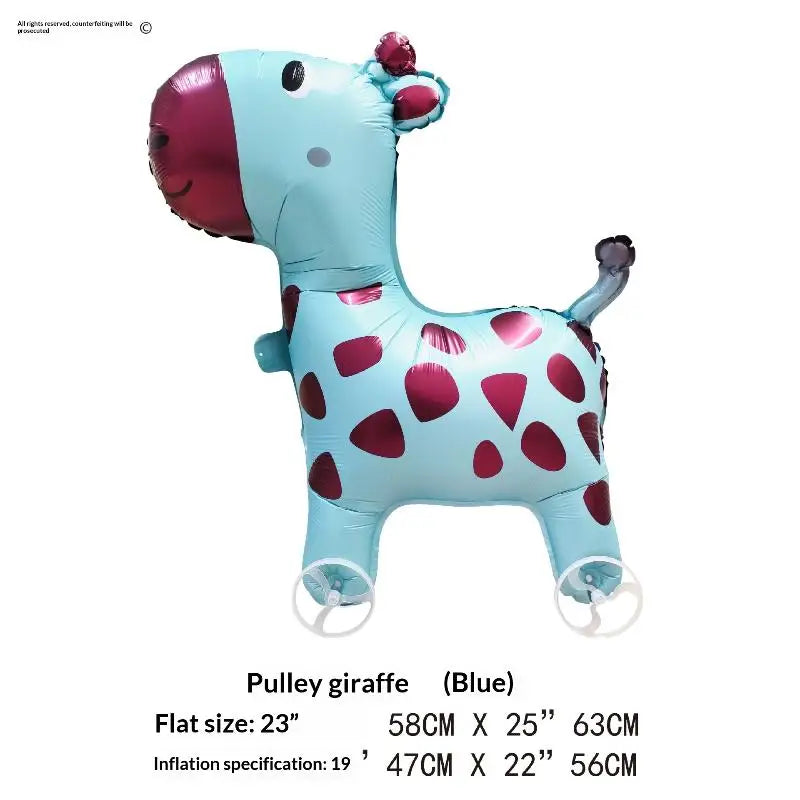 4D Cartoon Foil Balloons Elephant Stand Walking Balloon With Wheel For Kids Birthday Party Decoration Baby Shower