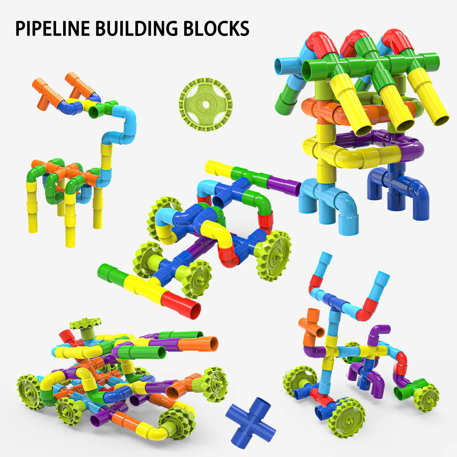 Children'S Pipe Building Blocks Toy Assembly Water Pipe Stacking Wood Beneficial Wisdom Male And Female Plastic Splicing Toy
