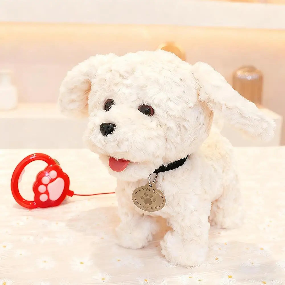 Interactive Plush Pet Toy with Walking Tail Wagging Voice Mimicry Touch Sensitive Remote Control Leash for Kids Gift