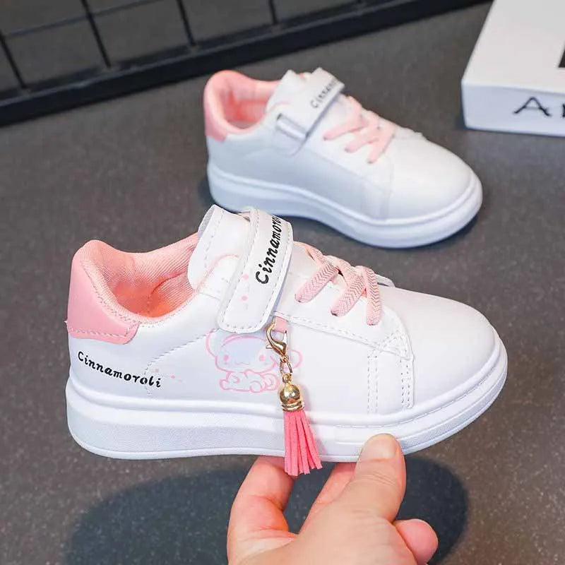 Sanrio Girls's Fashion Cute Cartoon Cinnamoroli Casual Sports Shoes Kid's Lovely Tassels Anti-skid Sneakers Children Board Shoes