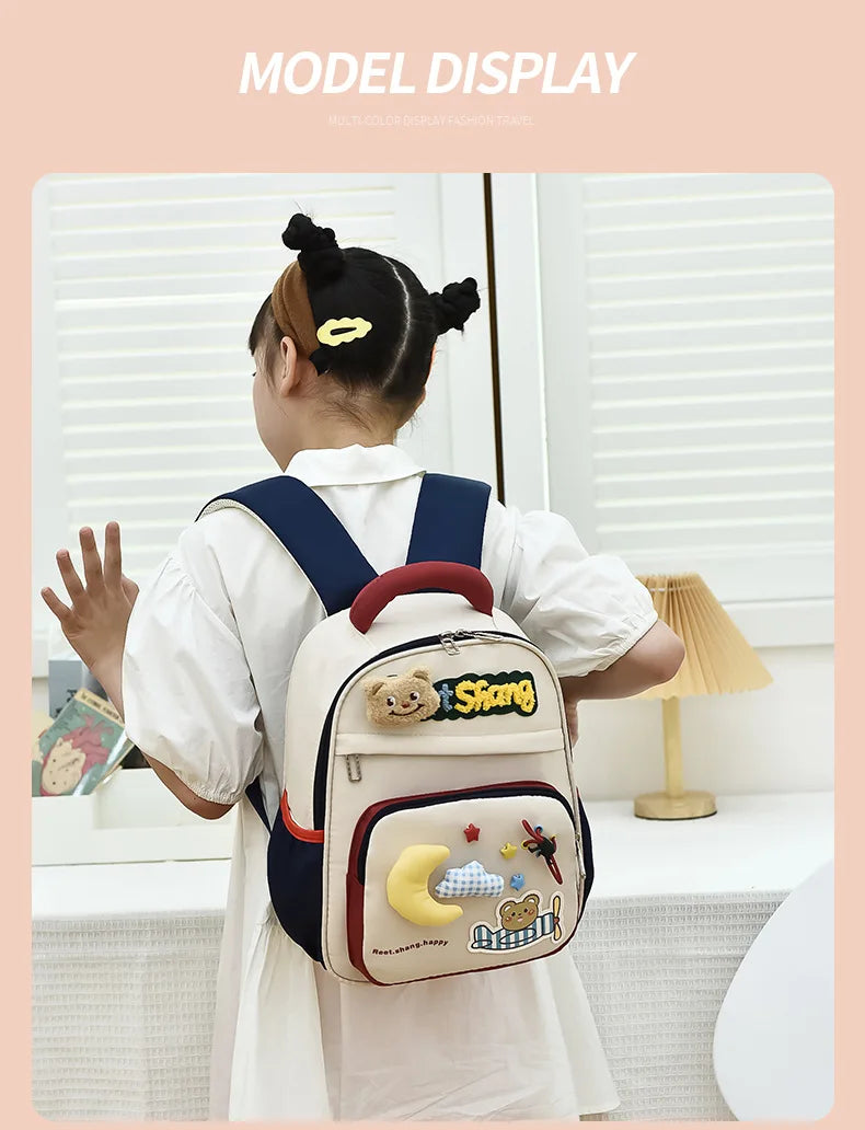 Cute School Bag for Girls Adorable Cartoon Bear Backpack Toddler Kids Backpack Lightweight Kindergarten Boys Children's Bag Gift