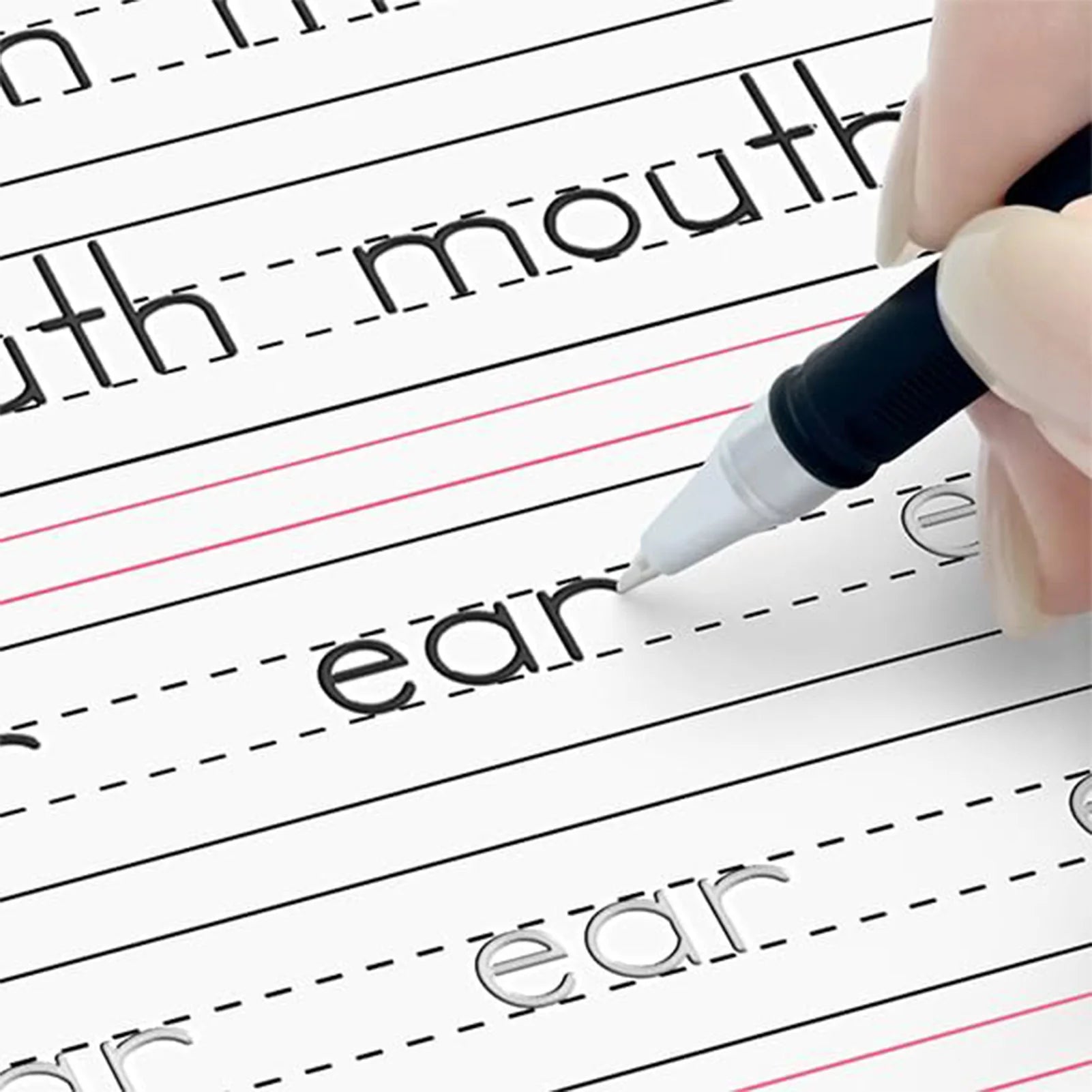 Kids Calligraphy Practice Book with Writing Correction Guide Reusable Handwriting Book with 6 Erasable Pens and 3 Grips