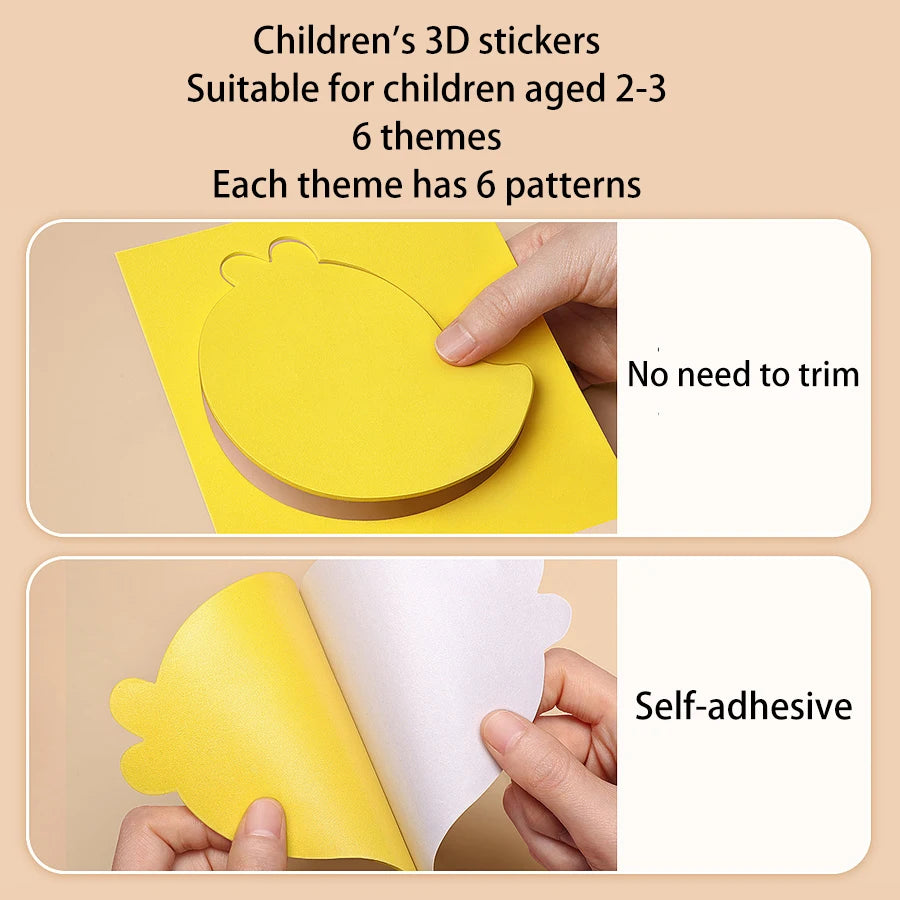 6pcs/set 3D EVA Foam Sticker DIY Cartoon Princess Animal Puzzle for Children Kids Multi-patterns Styles Toys for Children Gift