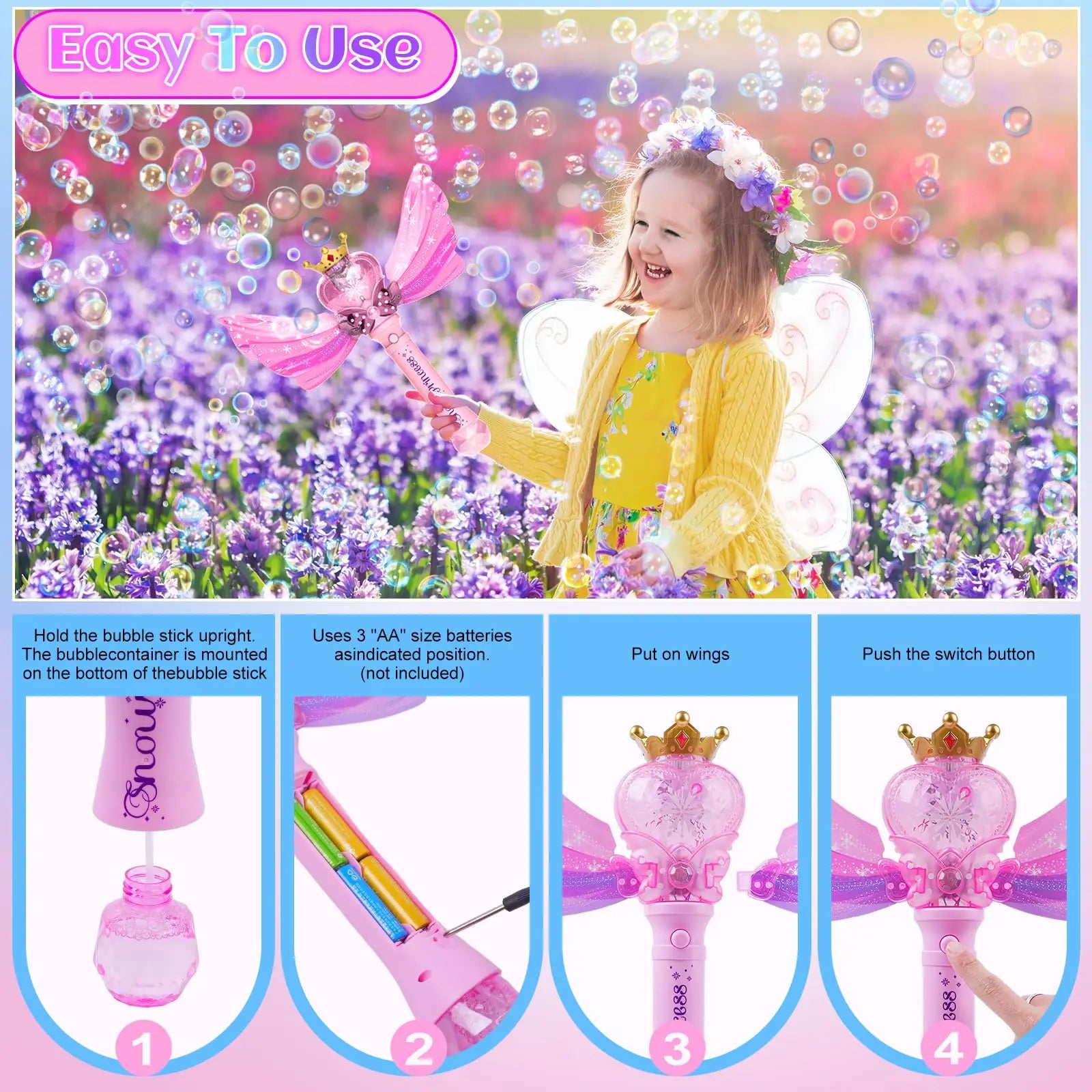 Bubble Wand for Toddlers Bubble Machine Girls Boys Electric heart-shaped Bubble Wand Bubble Maker Bubble Blower Toys Kids Gifts