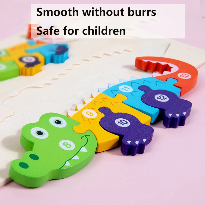 Wooden Animal Growth Puzzles For Toddlers,Cartoon Learning Educational Toys, Children's Early Education Toys