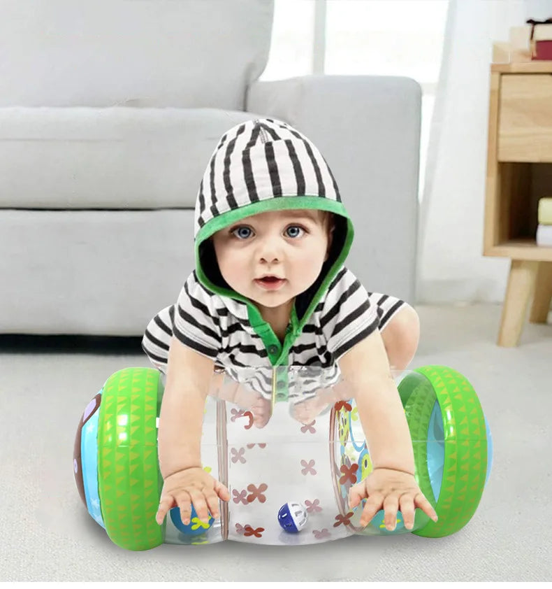 Baby Crawling Roller Montessori Activity Toy with Ball Rattle Games for Babies Development 0 6 12 Months Inflatable Crawling Toy