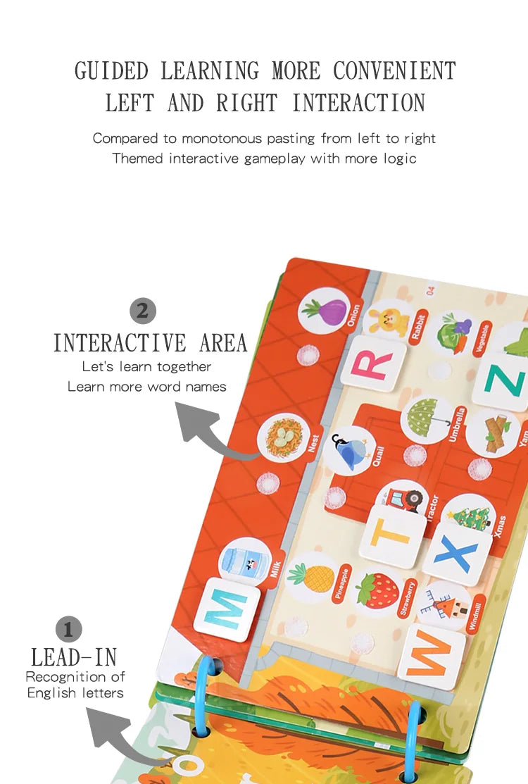 Busy Book for Kids, Animals Vehicles Dinosaurs Stickers, Matching Number & Letter Games, Interactive Learning Activity Book