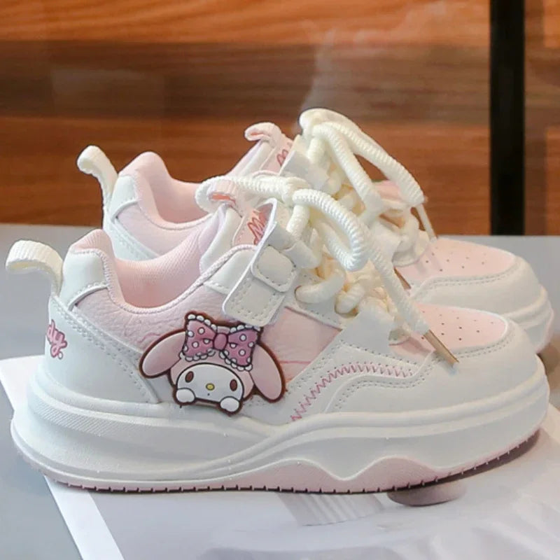 Children's Cute Melody Casual Board Shoes Girl's Cartoon Sneakers Spring and Autumn New Kawaii Kuromi Anti Slip Soft Sole Shoes