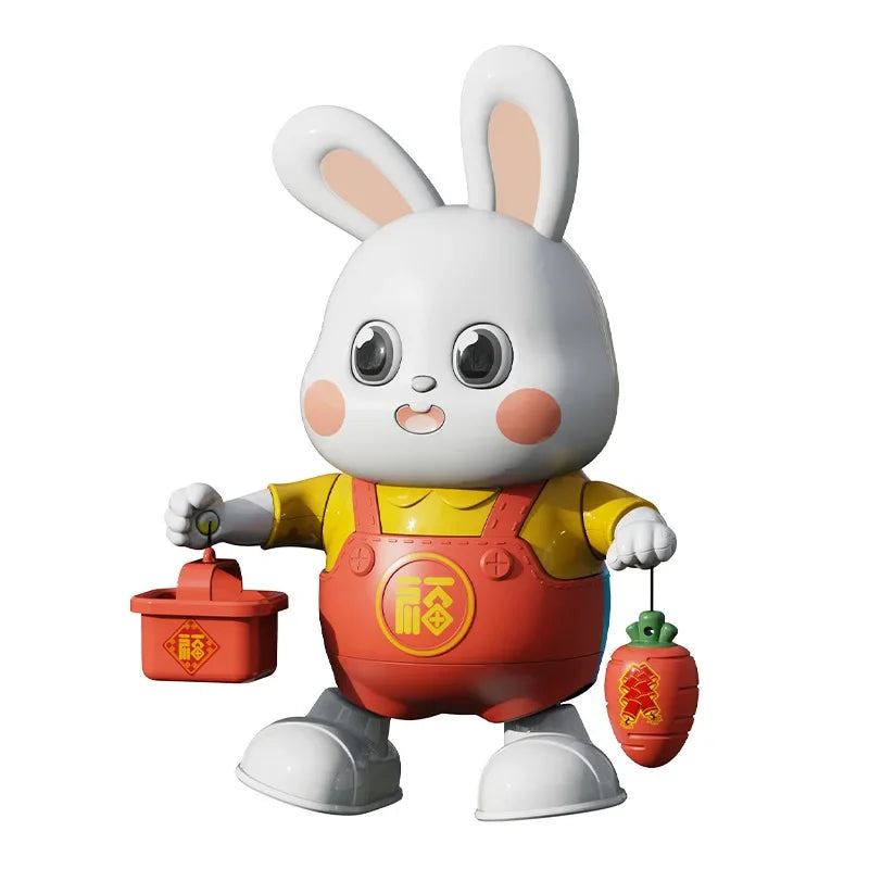 Electric Dancing Little Fu Rabbit TikTok Same Style Robot Light Music Children's Educational Luminous Toys