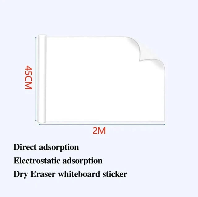 Width: 45CM Reusable Static Whiteboard Adheres To Walls Without Damage Easy To Apply and Remove Dry Eraser White Board