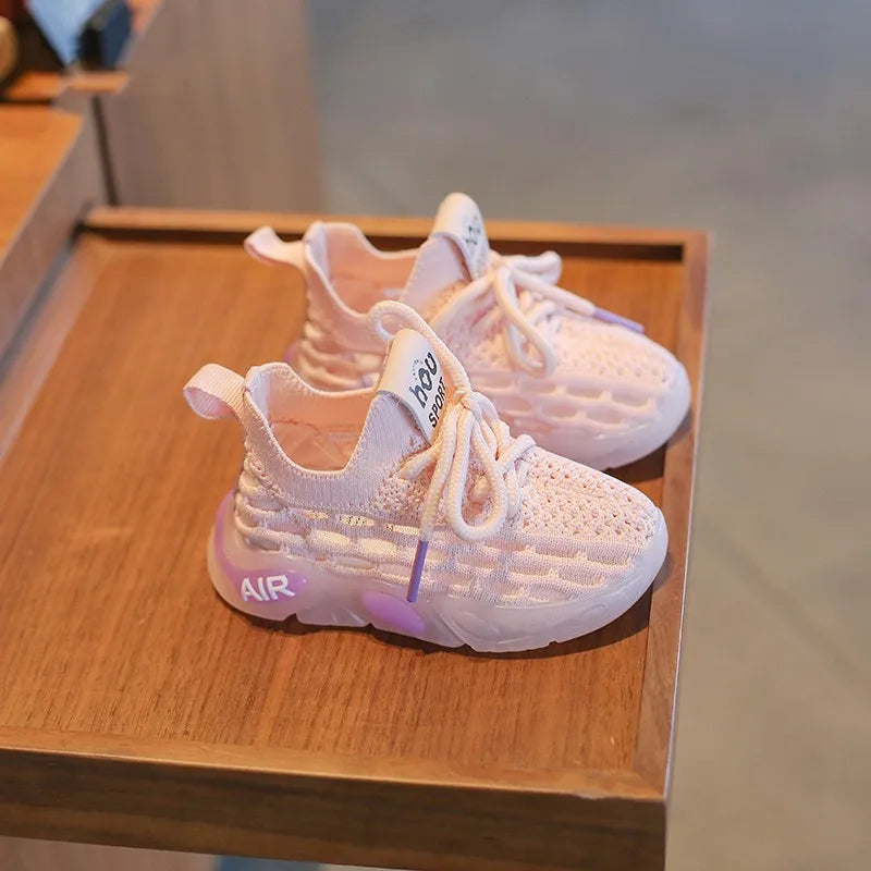 Kids Spring and Autumn Sneakers Soft Breathable Running Knitting Infant Casual Mesh Sports Boy Girl Lightweight Coconut Shoes
