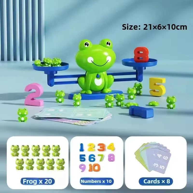 Children's Montessori Math Toy Funny Frog Scale Balance Toy Early Education Number Learning Puzzle Toys Teaching Material Gift