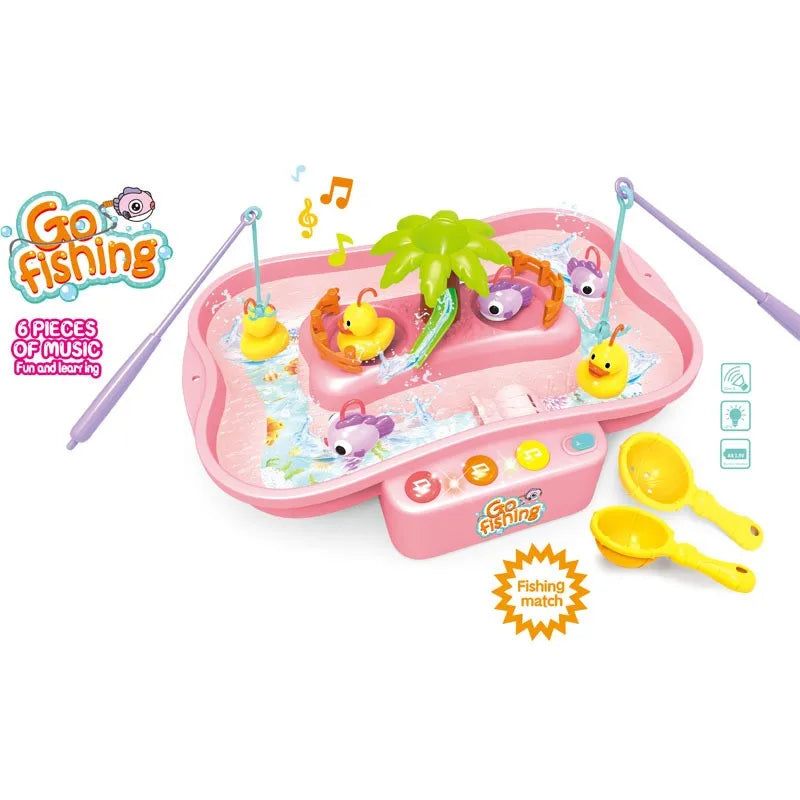 Electric Fishing Toys With Music Lights Water Play Game Music Electric Circulation Fishing Duck Games for Kids