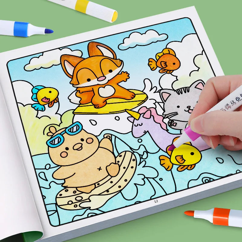 24 Page Fun Coloring Book, Warm Moments for Girls, Creative Entertainment, Fantasy Illustrations, Hand Drawn Art Drawing Book