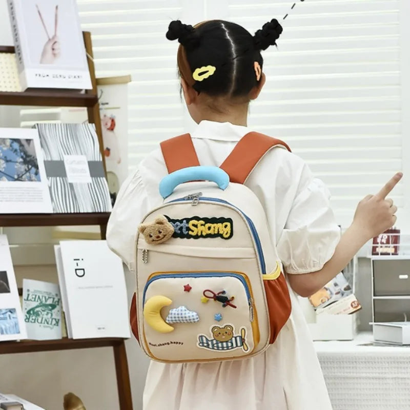 Cute School Bag for Girls Adorable Cartoon Bear Backpack Toddler Kids Backpack Lightweight Kindergarten Boys Children's Bag Gift