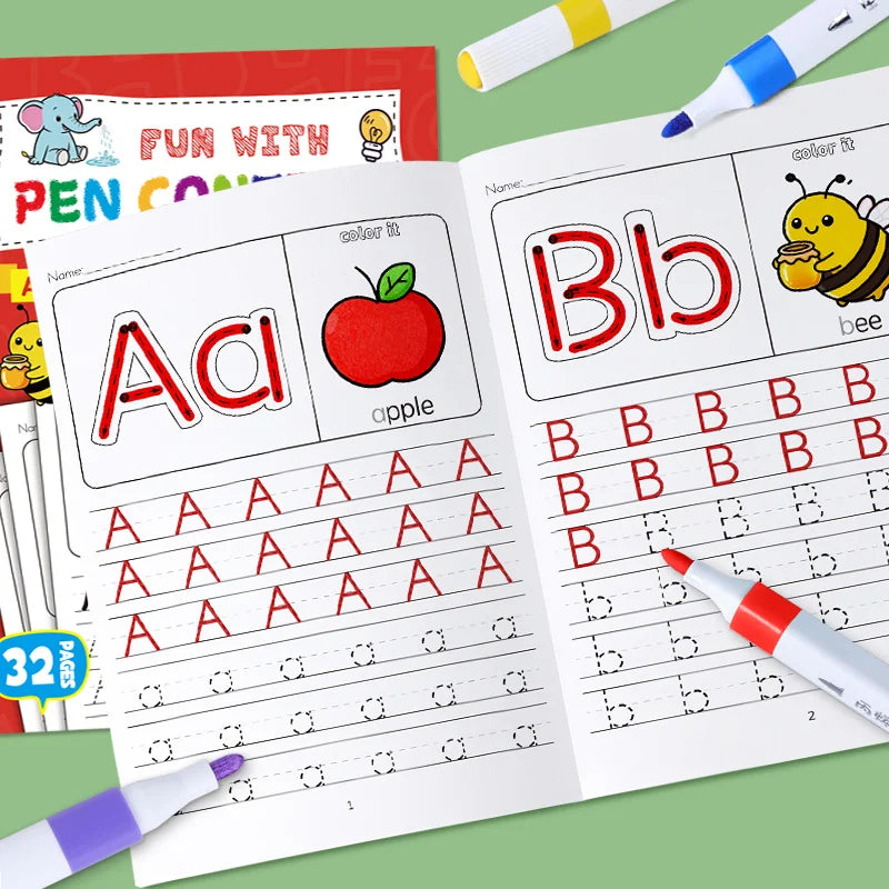 Children's Alphabet Practice Books A-Z Writing Practice Books, Learning Writing, Drawing Pages ActivitiesIllustration Book