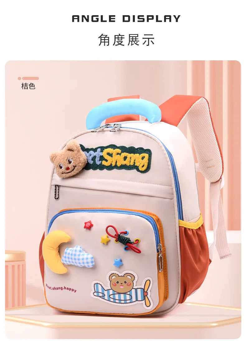 Cute School Bag for Girls Adorable Cartoon Bear Backpack Toddler Kids Backpack Lightweight Kindergarten Boys Children's Bag Gift