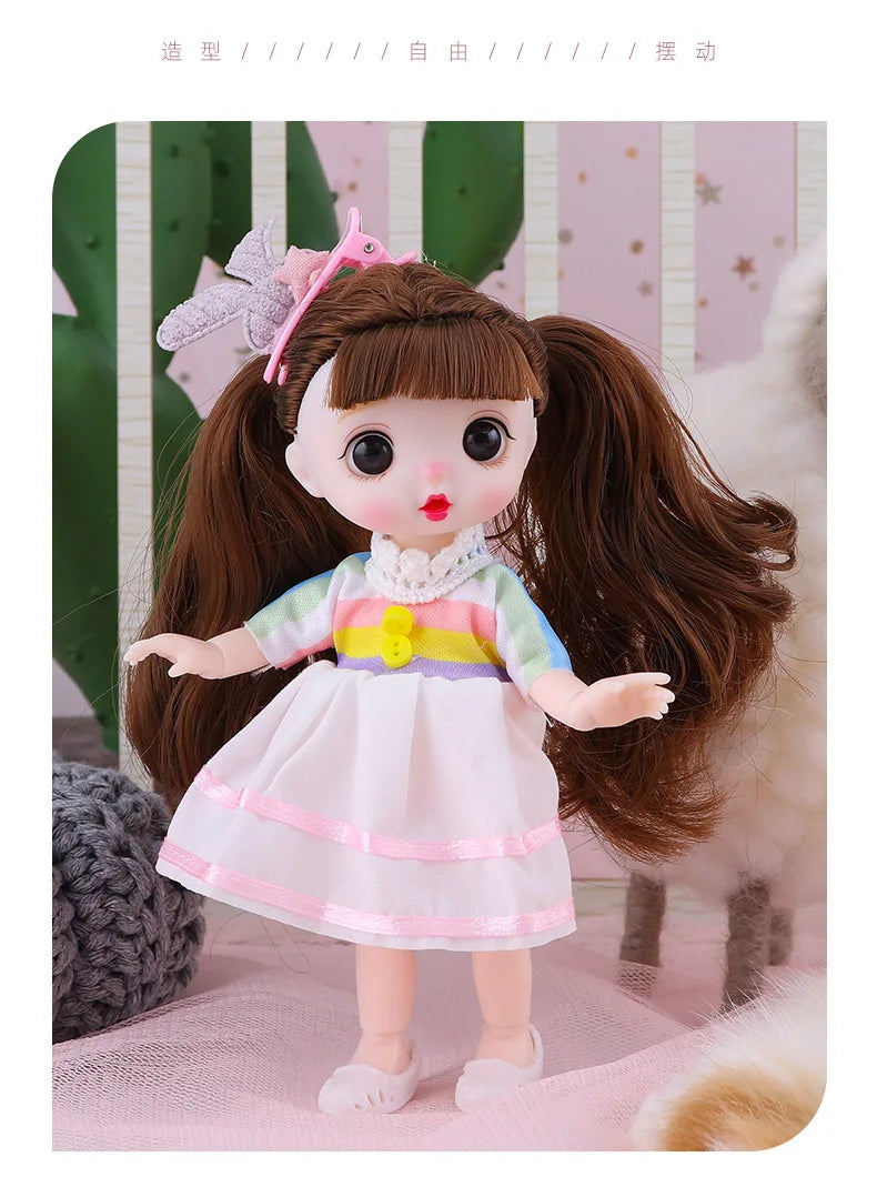 13 Movable Joints Cute Face Realistic Big 17cm BJD Doll Eyeball And Fashion Clothes Suit With Shoes Lolita Princess Doll Toy