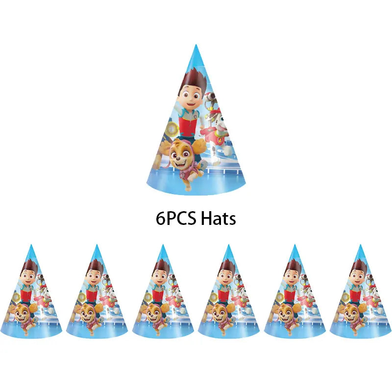 Paw Patrol Birthday Decorations Paw Patrol Tableware Plates Cups Balloons Banner Backdrop Cake Toppers Gift Bags Party Supplies