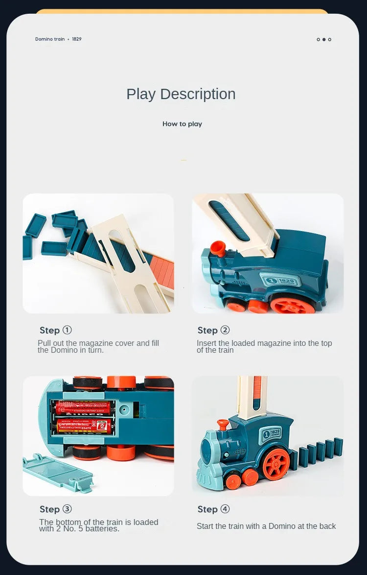 Automatic Laying Domino Train Electric Car Brick Blocks Kits Creative Games Intelligence Educational DIY Toys Kids Birthday Gift