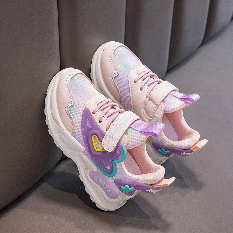 Childrens Sports Shoes 2025 Spring School Casual Girls Soft Cute Pink Anti Slip Tennis Shoes Outdoor Breathe Mesh Running Shoes