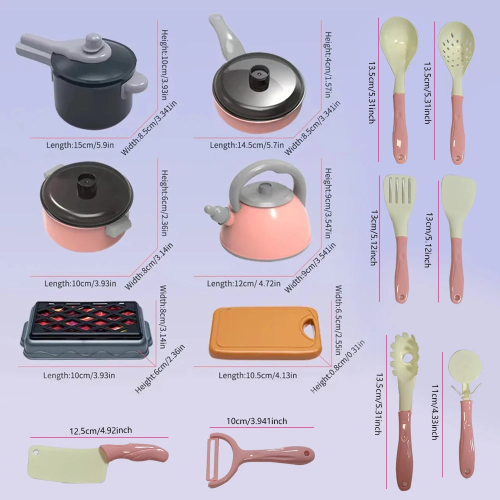 Kids Kitchen Toys Set 92/69/59 PCS Play Kitchen Accessories Kit with Play Pots Pretend Food Cooking Toy Toddler Girls Boy Gift