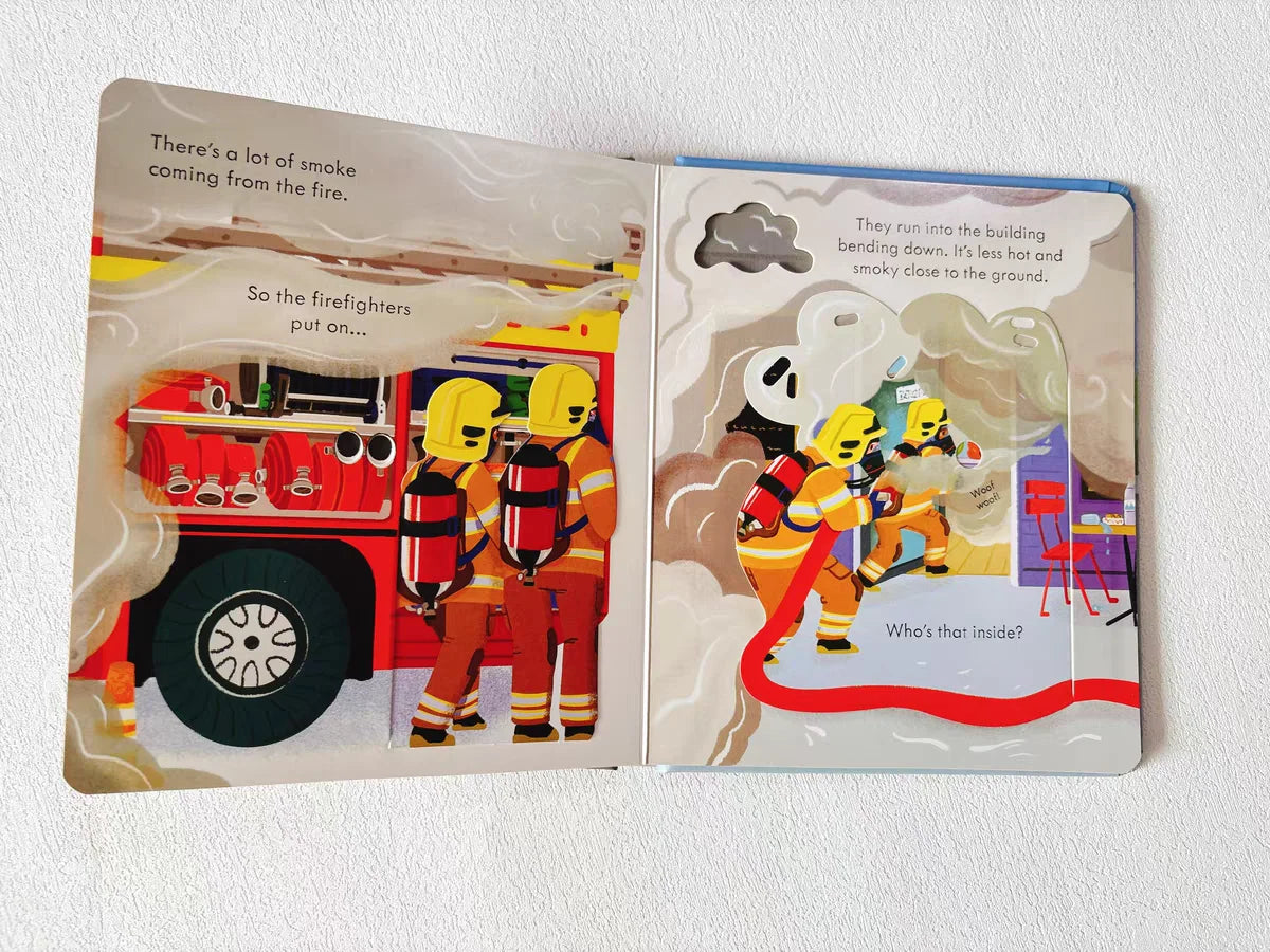 Usborne Peep Inside How A Fire Engine Works English Learning Flap Picture Book Educational 3D Flap Picture  Reading Book