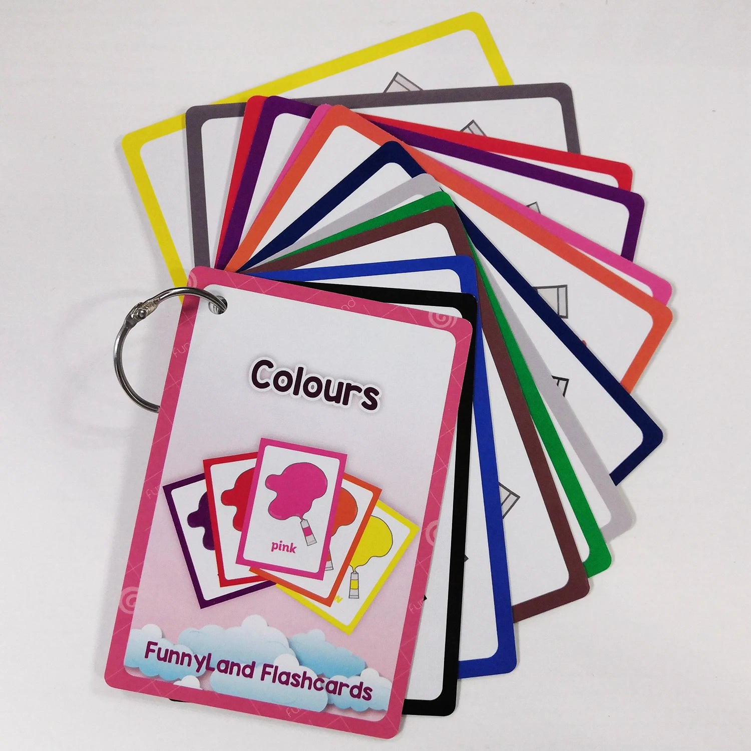 12Pcs Colours Theme English Flash Cards for Kids Baby Double Side Montessori Educational Learning Card Teaching Aids