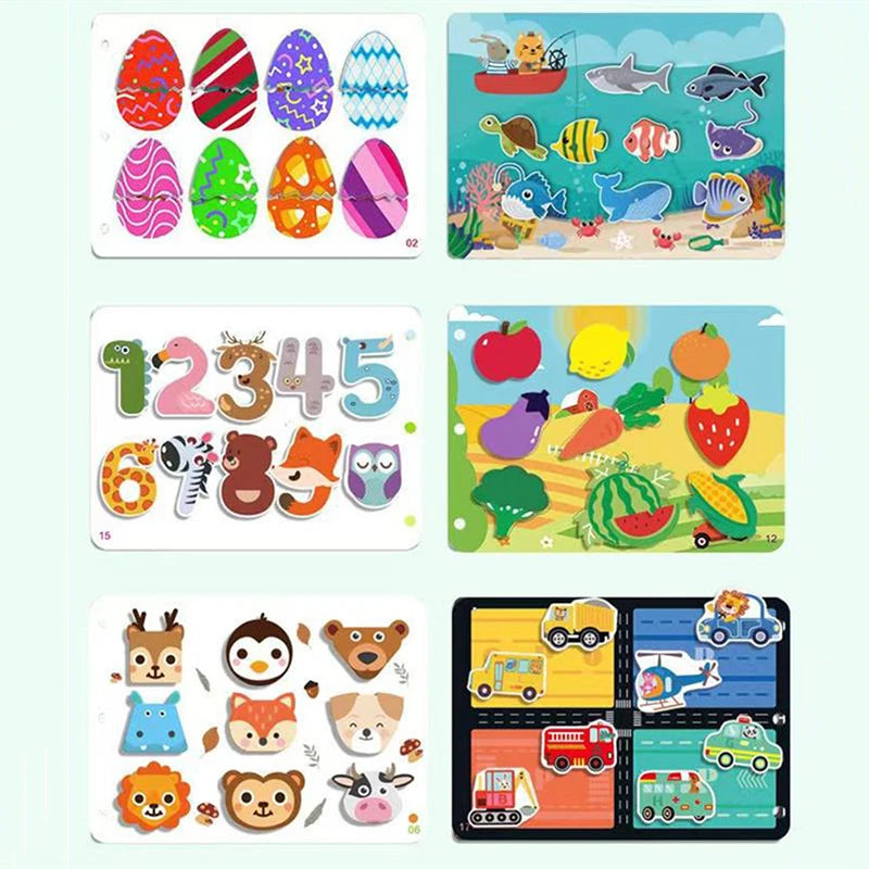 Montessori Busy Book for Kids Toddlers Educational Toys Baby Diy Paste Quiet Book Children Animals Numbers Matching Puzzles Toys