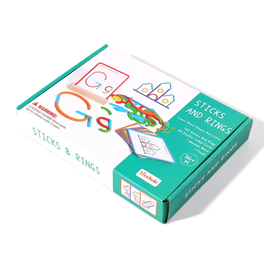 Wooden Creative Sticks And Rings Puzzle Intelligence Game Montessori Early Educational Toys Assembled Building Blocks DIY Gifts