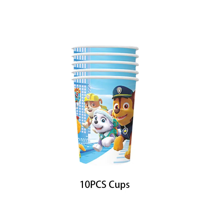 Paw Patrol Birthday Decorations Paw Patrol Tableware Plates Cups Balloons Banner Backdrop Cake Toppers Gift Bags Party Supplies
