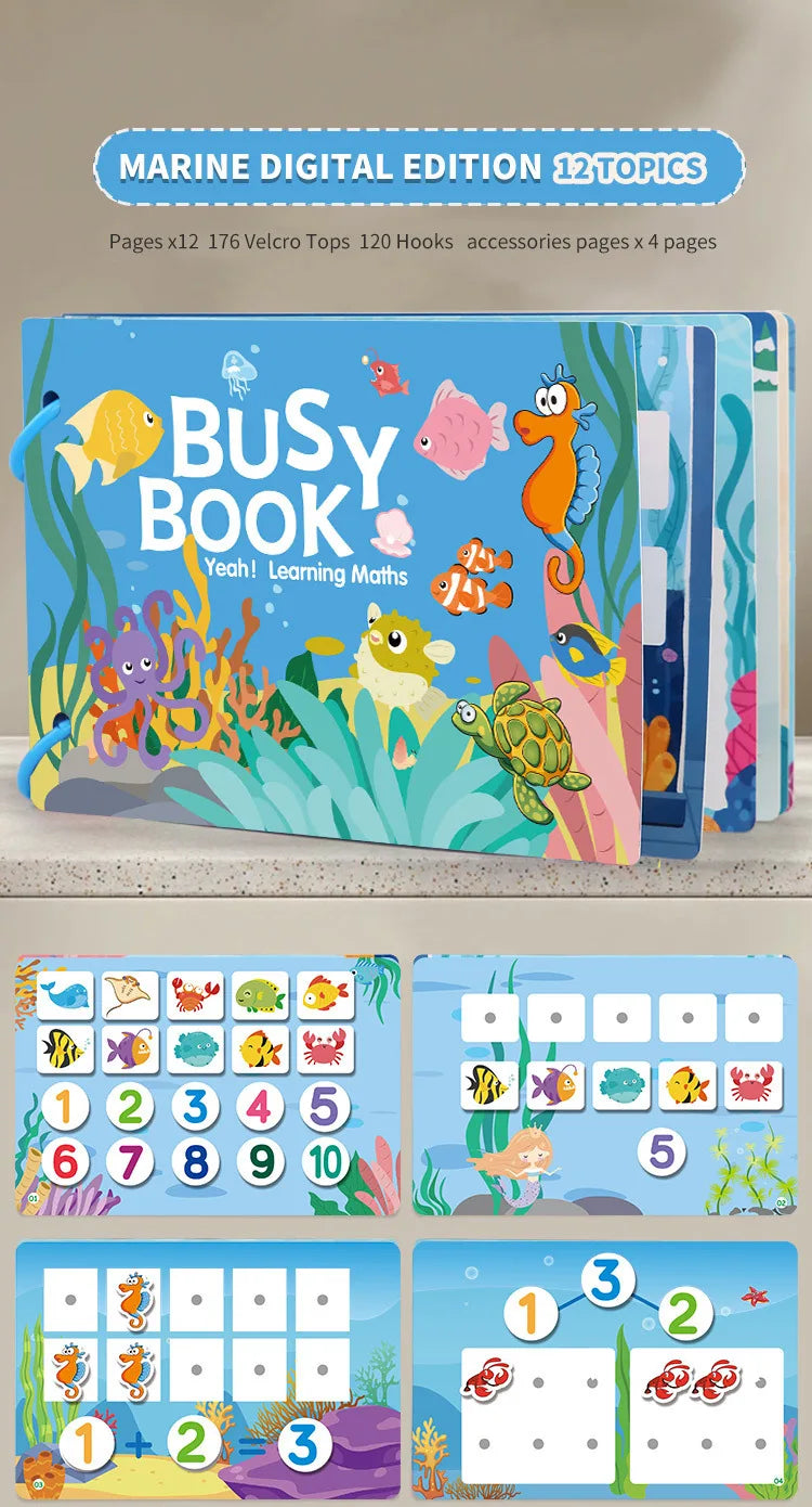 Montessori Baby Busy book My First Quiet Book Paste Early Learning Education Toy Children Toy Matching Montessori Toys for Baby