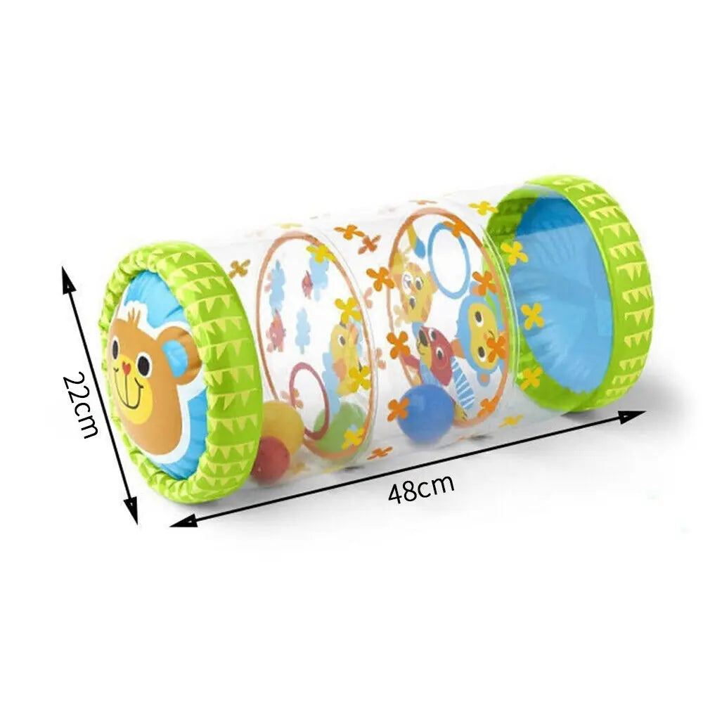 Baby Crawling Roller Montessori Activity Toy with Ball Rattle Games for Babies Development 0 6 12 Months Inflatable Crawling Toy