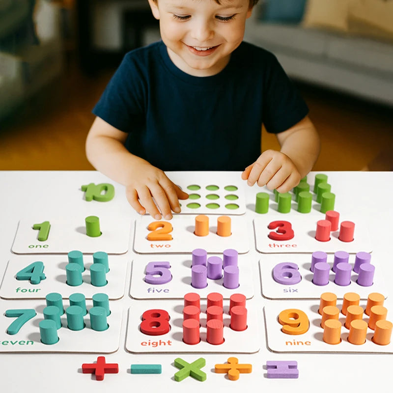 Montessori Wooden Arithmetic Toy Set Number Cognitive Matching Game For 2-6 Year Old Toddlers