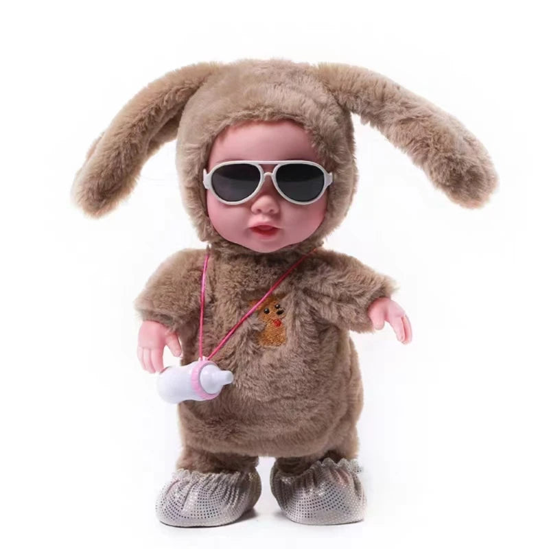 HYRAX Children's Electric Plush Baby Doll with Milk Bottle Can Sing Dance Walk Talk And Mimic Rechargeable Toy For Girls