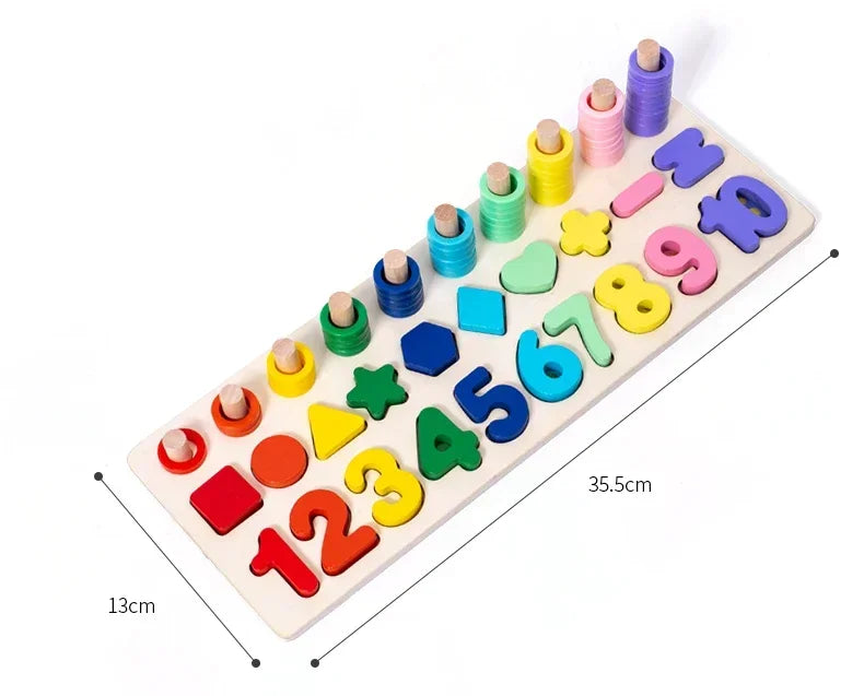 Montessori Toys Wooden Number Puzzle Sorting For Toddlers Shape Sorter Counting Fishing Game Educational Math Stacking Block