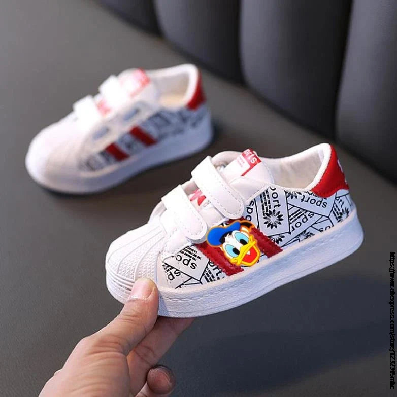 Toddler Baby Sneakers Mickey Minnie Child Boys Girls Infant Sport Shoes Spring 1~6 Years Old Kids First Walker Soft White Shoe