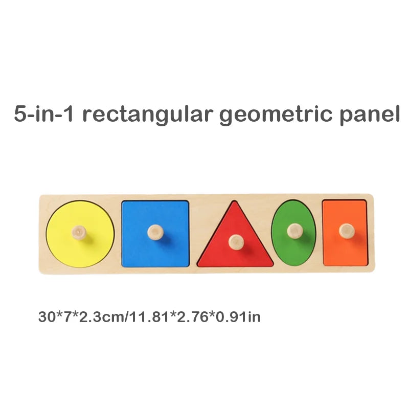 Montessori baby puzzle toys, wooden shape and color matching hand scratching board, geometric early education cognitive toys