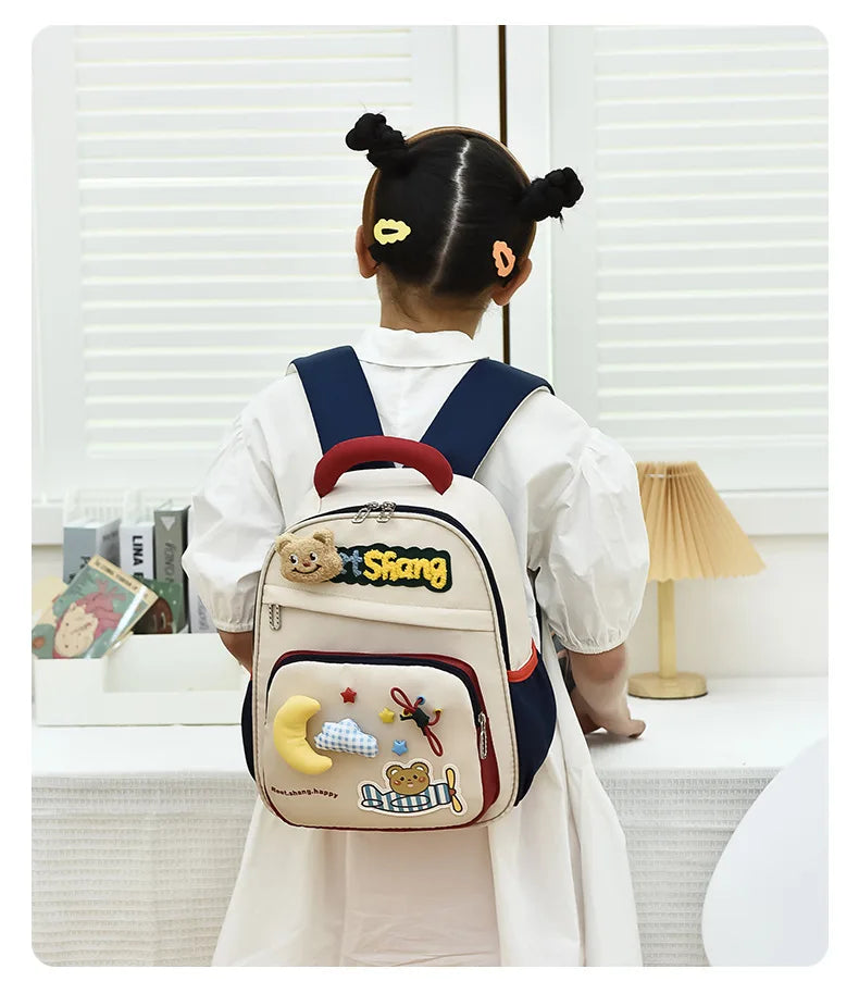 Cute School Bag for Girls Adorable Cartoon Bear Backpack Toddler Kids Backpack Lightweight Kindergarten Boys Children's Bag Gift