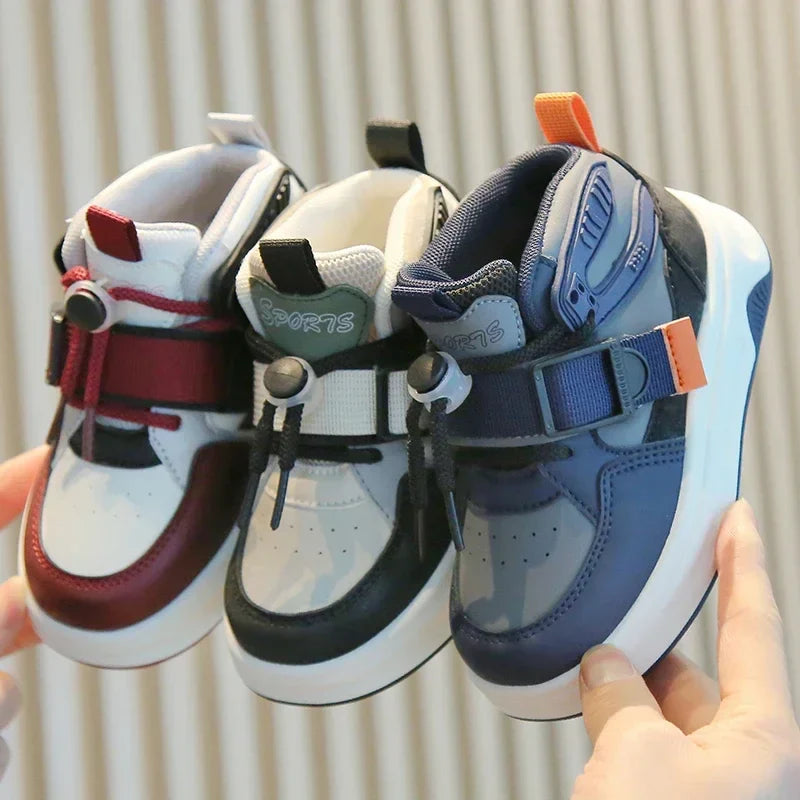 Kid Sneakers 2025 Spring Autumn Boys Causal High Top Sneakers Girls School Versatile Children's Chunky Basketball Shoes Non-slip