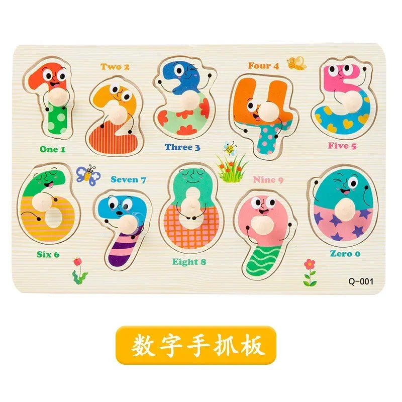Wooden Puzzles for Toddlers Montessori Baby Learning Alphabet Number Shape Puzzle Toys Kids Educational Matching Board Wood Game