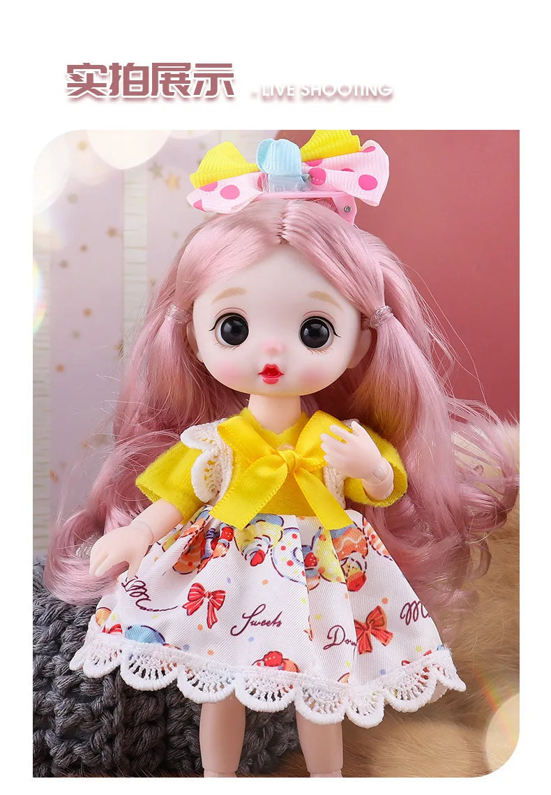 13 Movable Joints Cute Face Realistic Big 17cm BJD Doll Eyeball And Fashion Clothes Suit With Shoes Lolita Princess Doll Toy